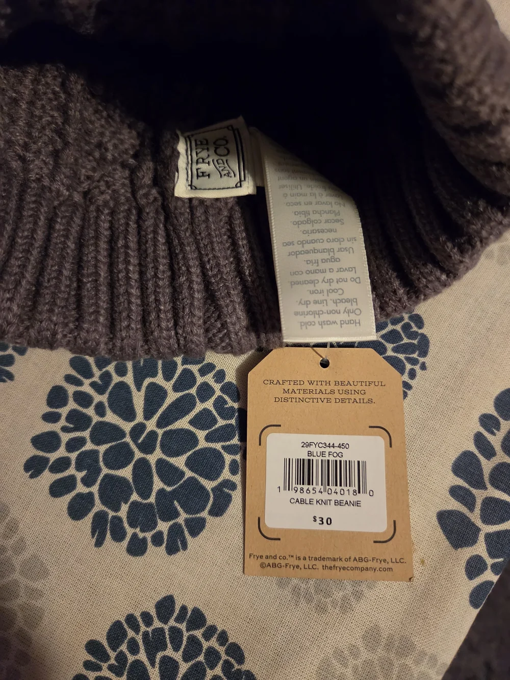 Frye Cable-Knit Pom Beanie in Heather Gray